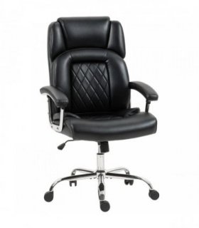 HOMCOM Big and Tall Office Chair 180kg with Spring Cushion, PU Leather - Black