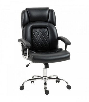 HOMCOM Big and Tall Office Chair 180kg with Spring Cushion, PU Leather - Black