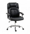 HOMCOM Big and Tall Office Chair 180kg with Spring Cushion, PU Leather - Black