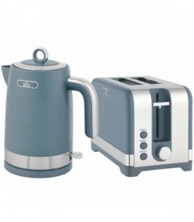 HOMCOM Sleek Textured Kettle and Toaster Set - Blue