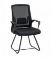 HOMCOM Desk Chair No Wheels, Office Chair with Mesh Back, Lumbar Support, Metal Base for Waiting Room, Conference Room, Black