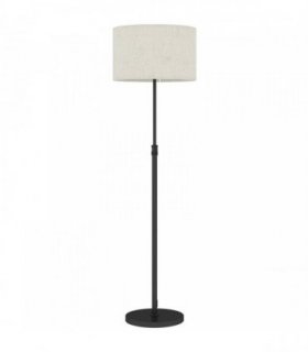 HOMCOM Floor Lamp with Remote, Height Adjustable Standing Lamp with Linen Shade, Dimmable with 3000K-6000K Adjustable Colour Temperatures, Foot Switch for Living Room Bedroom Office, Black