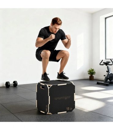 SPORTNOW Non-Slip Plyo Box, Corner-free Wooden Jump Box, 20"x18.9 x16.1"