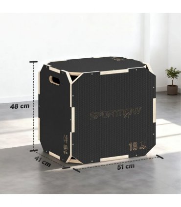 SPORTNOW Non-Slip Plyo Box, Corner-free Wooden Jump Box, 20"x18.9 x16.1"