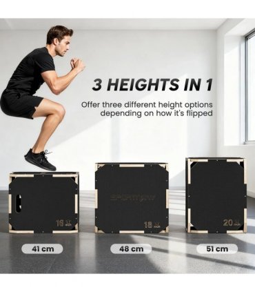SPORTNOW Non-Slip Plyo Box, Corner-free Wooden Jump Box, 20"x18.9 x16.1"