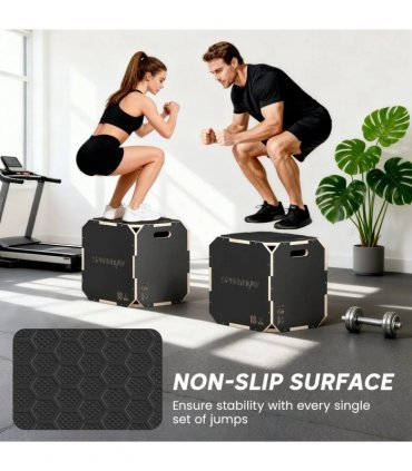 SPORTNOW Non-Slip Plyo Box, Corner-free Wooden Jump Box, 20"x18.9 x16.1"