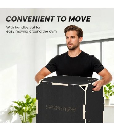 SPORTNOW Non-Slip Plyo Box, Corner-free Wooden Jump Box, 20"x18.9 x16.1"
