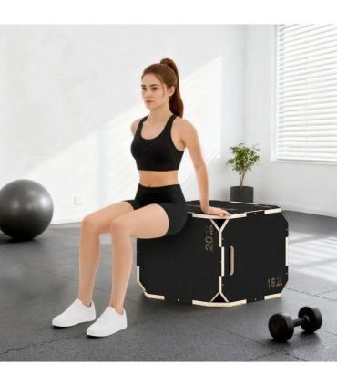 SPORTNOW Non-Slip Plyo Box, Corner-free Wooden Jump Box, 20"x18.9 x16.1"