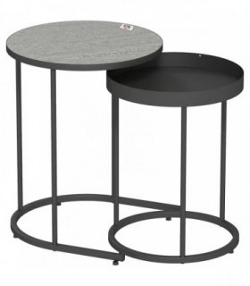HOMCOM Set of Two Industrial Nesting Tables - Grey