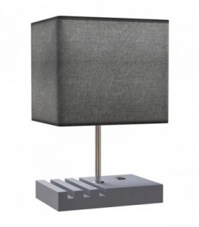 HOMCOM Bedside Lamp with USB A Charging Ports and 3 Phone Stands, Modern Table Lamp with Solid Wood Base and Fabric Shade for Bedroom Living Room Office, E27 Socket, Bulb Not Included, Grey