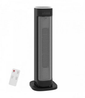 HOMCOM 2000W Ceramic Electric Heater with 3 Heat Settings, Timer - Black