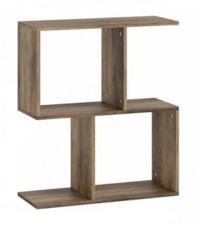HOMCOM Side Table, Narrow End Table with Storage Shelves, S-Shaped, 3-Tier, 50W x 19.5D x 58H cm, Oak