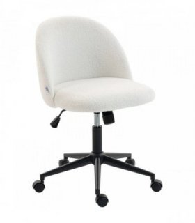 HOMCOM Teddy Fleece Office Chair with Wheels - Cream White