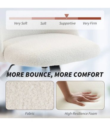 HOMCOM Teddy Fleece Office Chair with Wheels - Cream White