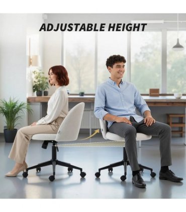 HOMCOM Teddy Fleece Office Chair with Wheels - Cream White