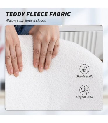 HOMCOM Teddy Fleece Office Chair with Wheels - Cream White