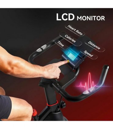 SPORTNOW Exercise Bike, Stationary Bike with Adjustable Magnetic Resistance, Indoor Cycling Equipment with LCD Display