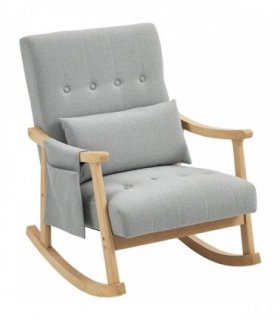 HOMCOM Wood Frame Rocking Accent Chair - Light Grey