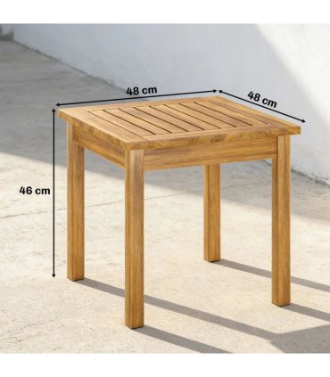 Outsunny Coffee Table Fully Assembled Patio Side Table Slatted Top Solid Acacia Wood for Indoor Outdoor Natural Wood