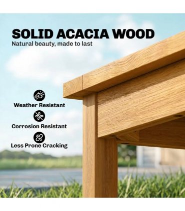 Outsunny Coffee Table Fully Assembled Patio Side Table Slatted Top Solid Acacia Wood for Indoor Outdoor Natural Wood