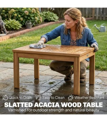 Outsunny 4 Seater Wooden Garden Furniture Set with Loveseat, Armchairs, Table, Acacia Wood Garden Sofa Set, Cream White