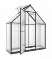 Outsunny 5.5 x 2ft Polycarbonate Greenhouse, Quick Setup Walk in Green House, Push Door, Adjustable Roof Vent, Rain Gutter, Black