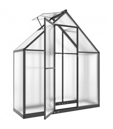 Outsunny 5.5 x 2ft Polycarbonate Greenhouse, Quick Setup Walk in Green House, Push Door, Adjustable Roof Vent, Rain Gutter, Black
