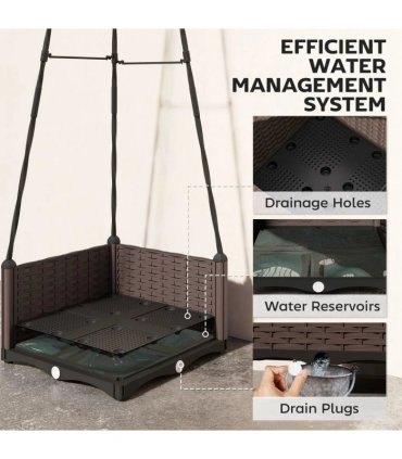 Outsunny Raised Bed for Garden, Raised Garden Bed Planter Box with Trellis, Self Watering, Drainage Holes and Plugs