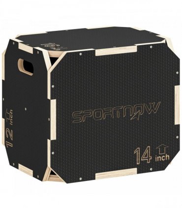 SPORTNOW Non-Slip Plyo Box, Corner-free Wooden Jump Box, 16.1 x14.2"x12.2"