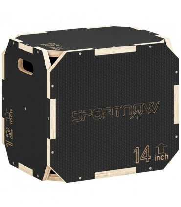 SPORTNOW Non-Slip Plyo Box, Corner-free Wooden Jump Box, 16.1 x14.2"x12.2"