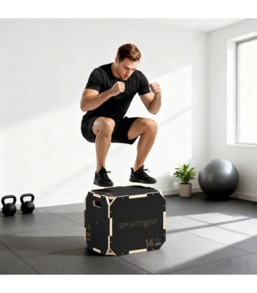 SPORTNOW Non-Slip Plyo Box, Corner-free Wooden Jump Box, 16.1 x14.2"x12.2"