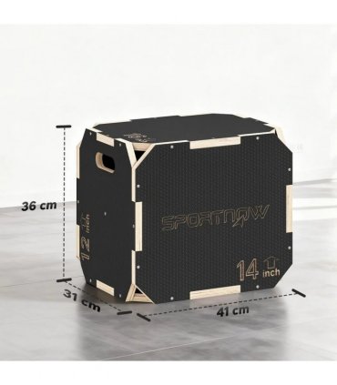 SPORTNOW Non-Slip Plyo Box, Corner-free Wooden Jump Box, 16.1 x14.2"x12.2"