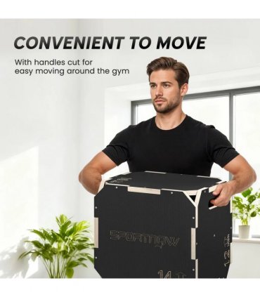 SPORTNOW Non-Slip Plyo Box, Corner-free Wooden Jump Box, 16.1 x14.2"x12.2"