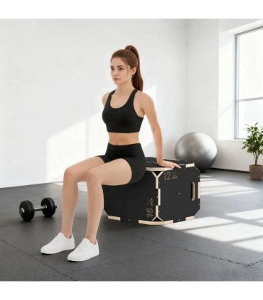 SPORTNOW Non-Slip Plyo Box, Corner-free Wooden Jump Box, 16.1 x14.2"x12.2"