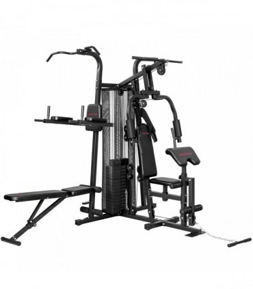 SPORTNOW All-in-One Home Gym Machine, Multifunctional Power Cage with 69 kg Weight Stack and Pulley System, Black