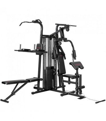 SPORTNOW All-in-One Home Gym Machine, Multifunctional Power Cage with 69 kg Weight Stack and Pulley System, Black
