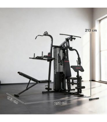 SPORTNOW All-in-One Home Gym Machine, Multifunctional Power Cage with 69 kg Weight Stack and Pulley System, Black