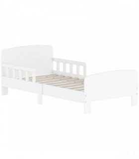 AIYAPLAY Toddler Bed, Kids Bed Frame with Safety Side Rails, Kids Bedroom Furniture for Ages 3-8 Years, White