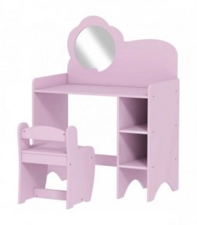 AIYAPLAY Kids Dressing Table with Mirror, Stool, Kids Vanity Table with Shelves, for Ages 3-8 Years, Purple