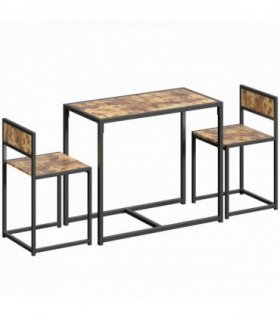 HOMCOM 3 Piece Table Stool Set - Rustic Brown
