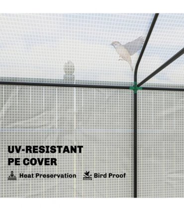 Outsunny Walk-in Greenhouse, Outdoor Tomato Greenhouse with Roll-up Door and Mesh Windows, PE Cover, 200 x 140 x 200cm, White