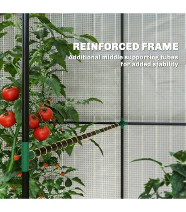Outsunny Walk-in Greenhouse, Outdoor Tomato Greenhouse with Roll-up Door and Mesh Windows, PE Cover, 200 x 140 x 200cm, White
