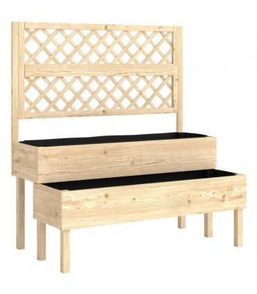 Outsunny Raised Garden Bed 2-Tier Stepped Design Planter Box with Trellis for Climbing Plants 108x62x120 cm