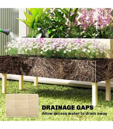 Outsunny Raised Garden Bed 2-Tier Stepped Design Planter Box with Trellis for Climbing Plants 108x62x120 cm
