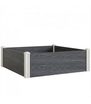 Outsunny Vinyl Raised Garden Bed Kit, 3 x 3 x 1ft Modular Elevated Garden Box with Slotting Legs and Open Bottom, Dark Grey