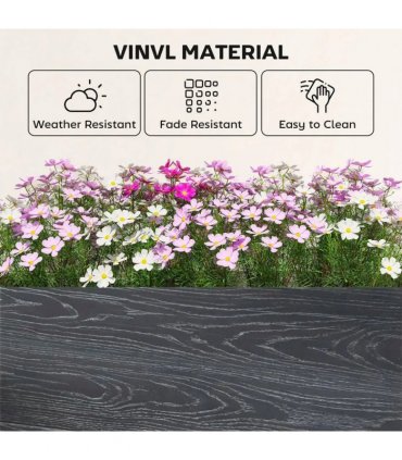 Outsunny Vinyl Raised Garden Bed Kit, 3 x 3 x 1ft Modular Elevated Garden Box with Slotting Legs and Open Bottom, Dark Grey