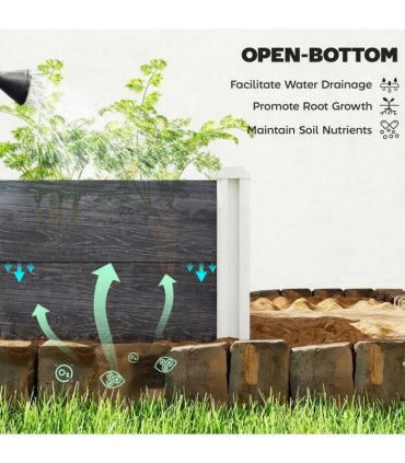 Outsunny Vinyl Raised Garden Bed Kit, 3 x 3 x 1ft Modular Elevated Garden Box with Slotting Legs and Open Bottom, Dark Grey