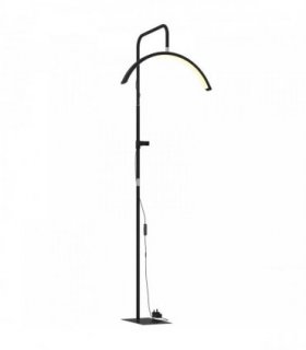 HOMCOM Half Moon Lash Light, 350° Rotatable Head, 7 Colours, Dimmable Beauty Floor Lamp, Black