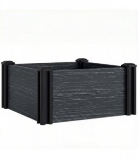 Outsunny Vinyl Raised Garden Bed Kit, 2 x 2 x 1ft Modular Elevated Garden Box with Slotting Legs and Open Bottom, Dark Grey