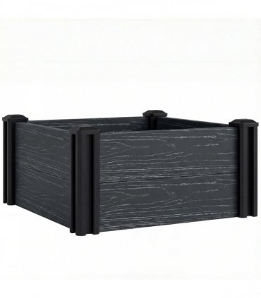 Outsunny Vinyl Raised Garden Bed Kit, 2 x 2 x 1ft Modular Elevated Garden Box with Slotting Legs and Open Bottom, Dark Grey